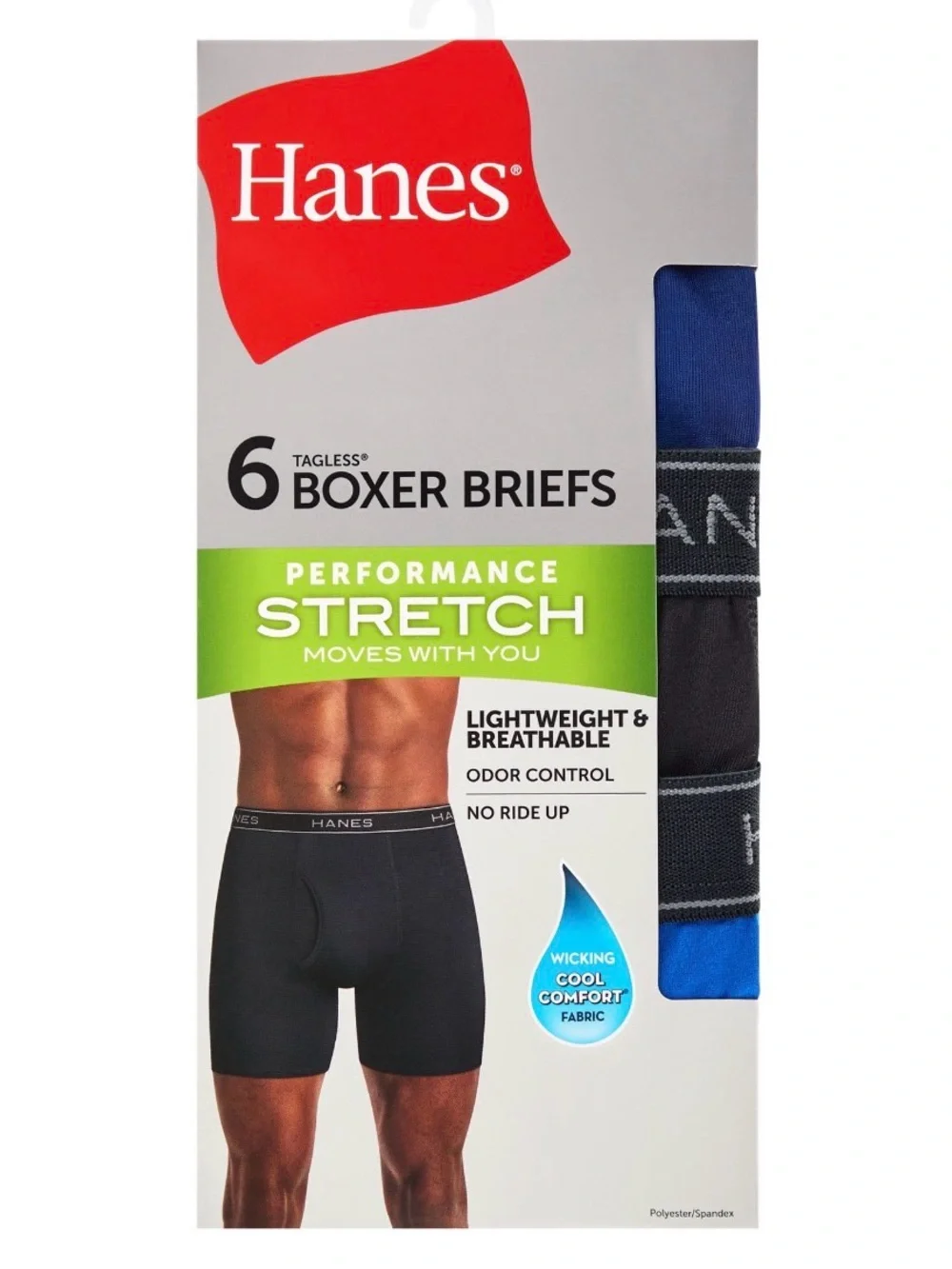 💜Hanes Men's Performance Boxer Brief Underwear Pack,Stretch,6Pack SizeSmall28-30